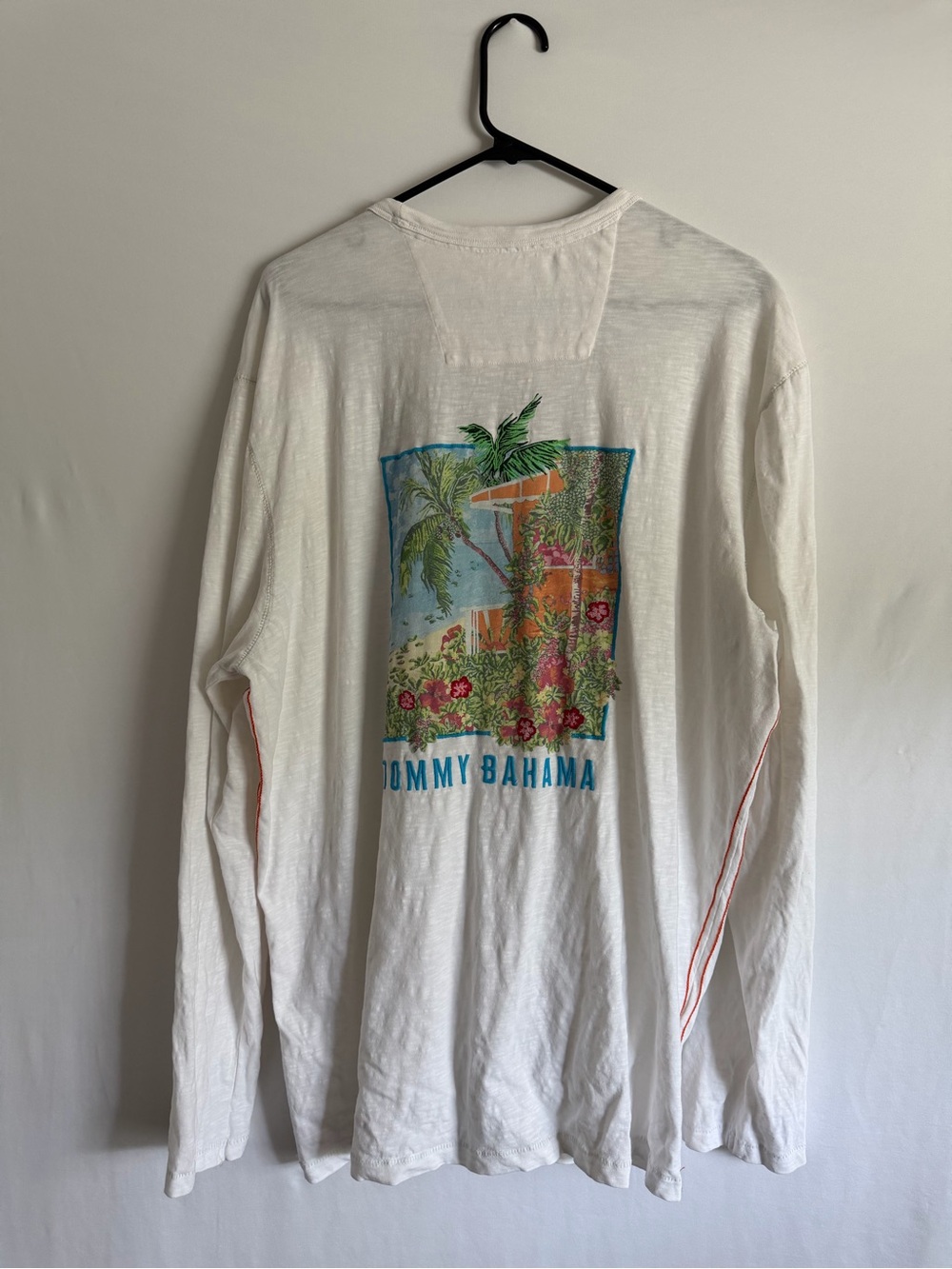 Tommy Bahama Organic Cotton Long Sleeve Graphic T-Shirt White tropical XL